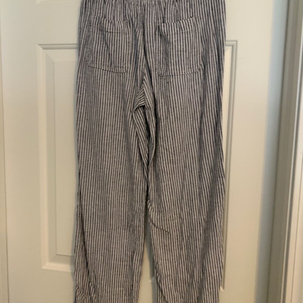Linen striped wide leg pants